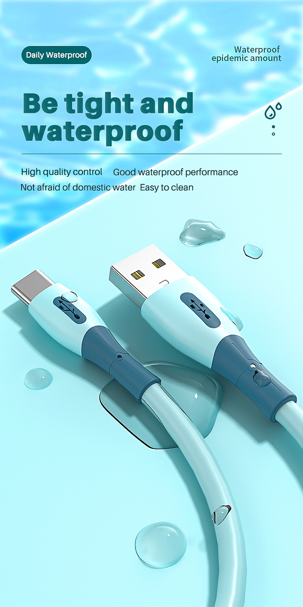 Liquid Silicone Intelligent Chip Smart Fast Charge Enhanced Durability Micro Sync Data Cable Mobile USB Type C Cable for Mobile Phone Accessoriesusb Charging