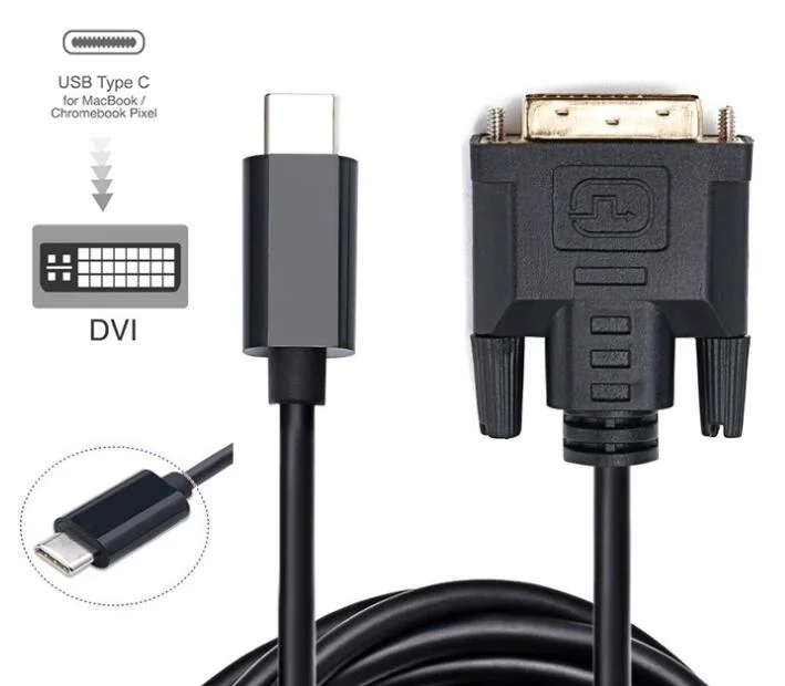 High Quality Gold Plated Connector USB Type C to DVI Cable 6FT 1.83m