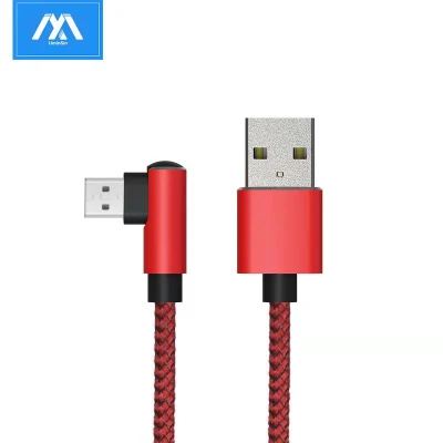 90 度ナイロンマイクロ USB ケーブル 2.4A 高速充電 QC 3.0/2.0 直角 V8 ケーブルモバイルゲーム用